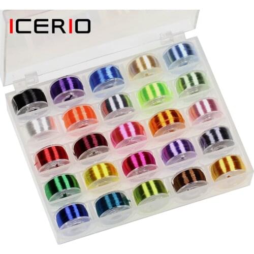 ICERIO 25 Colors 120 Denier High Tensile Fly Tying Threads Lure Tying Material Polyester Filaments Tying Line