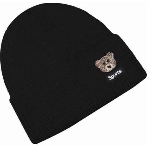 New Cute Little Bear Wool Hat WomenS Korean Fashion Ins Leisure Simple Outdoor Warm Ear Protection Knitted Cap