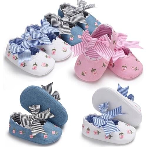 Prewalker New Baby Princess Shoes Spring, Summer And Autumn Soft Soles Baby Embroidered Walking Shoes 0-18 Months