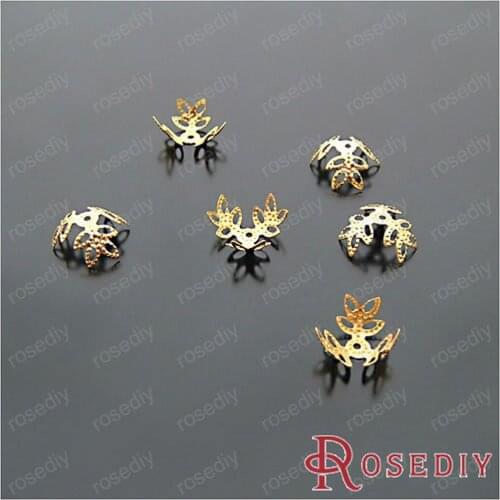 Wholesale 15mm Gold color Three Leaves Iron Wrap Bead Caps Diy Jewelry Findings Accessories 100 pieces(JM4829)