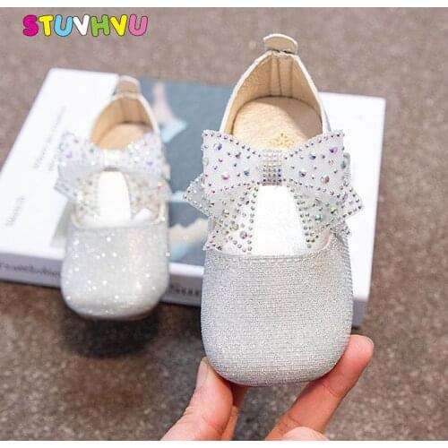 1-6 Years Old Baby Toddler Girls Shoes Lace Bow Princess Childrens Shoes Spring and Autumn Fashion Leather Kids Shoes Flats