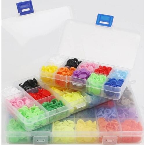 Plastic Storage Box 8/10/24 Girds/Color Resin Snap Buttons Organizer Button Box For Baby Clothes Clips With Storage Box