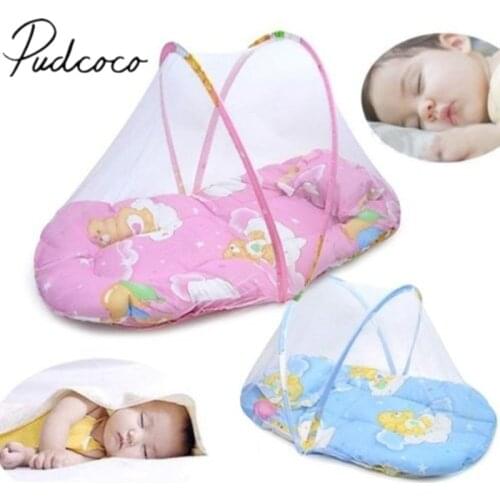 Portable Foldable Kids Baby Mosquito net Infant Bed Dot Zipper Crib Netting Tent Crib Sleeping Cushion collapsible portable