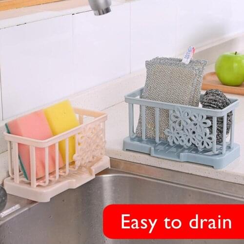 Sale 1PC Multi-function Cutlery Sponge Drainer Kitchen Sink Bathroom Drying Rack Organizer Storage Basket Kitchen Supplies 110gC
