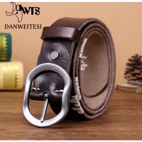 [DWTS] Leather belt men luxury strap male belts for men new fashion classic vintage pin buckle Cowskin Casual belt high quality