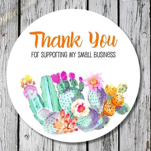 Pink And Orange Cactus Floral Business Labels , Personalized Small Business Labels,Social Media Stickers, Business Stickers