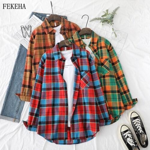 Plaid Shirts Womens Blouses And Tops Long Sleeve Female Casual Print Loose Cotton Checked Lady Outwear Clothes Autumn News