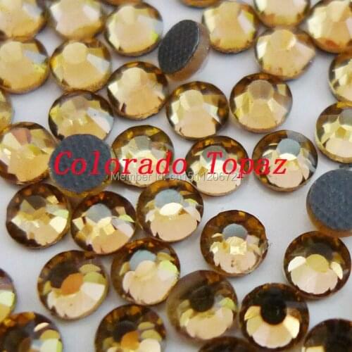 AAAA Colorado Topaz iron on HotFix Rhinestones SS6 SS10 SS16 SS20 SS30 DMC Flat Back glass crystal stones with glue nail decor