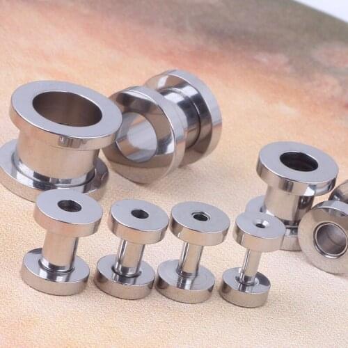 Stainless Steel silver black Ear Tunnels Flesh Plugs Tunnels Body Jewelry 2-25mm wholesales piercing Plugs ear Gauges