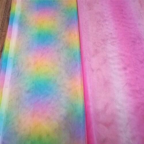 Twill Rainbow Printed Tulle Fabric Sewing Tutu Skirt Princess Dress Baby Shower Backdrop Table Skirt Decoration Party Supplies