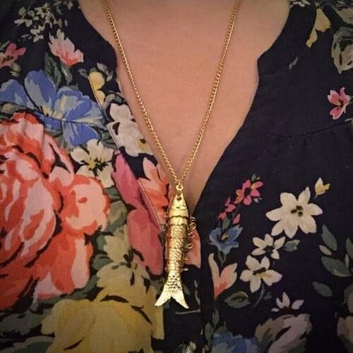 Vintage Fish Shape Ladies Pendant Necklace Chinese Style Party Wedding High Quality Necklace Jewelry Accessories Free Shipping