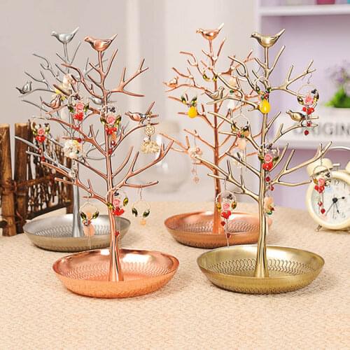 Rasalhaguer Hot Sale Jewelry Display Stand Rack Tree Bird Stand Iron Necklace Earring Holder Bracelet Fashion Organizer 5 Colors