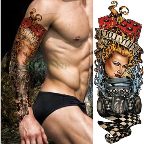 Waterproof Temporary Tattoo Sticker Mechanics car Cool full arm fake tatto flash tatoo sleeve large size for men women lady