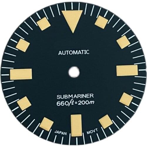 28.5MM Green Luminous Watch Dial Retro 200M Diving Watch Dial for NH35/NH36 Automatic Movement Parts