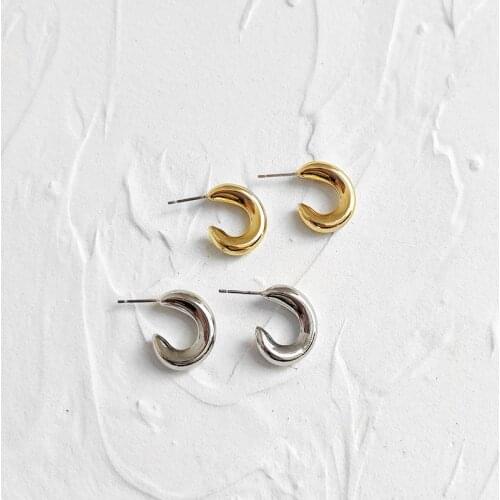 Gold Color C Shape Small Hoop Earrings Open Irregular Geometric Earrings for Women Minimalist Earrings Hoops 2020 Trendy Jewelry