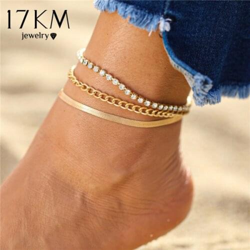 Vintage Crystal Chain Anklets Set For Women Fashion Snake Chain Beach Anklet Star Letter Butterfly Ankle Bracelet Jewelry