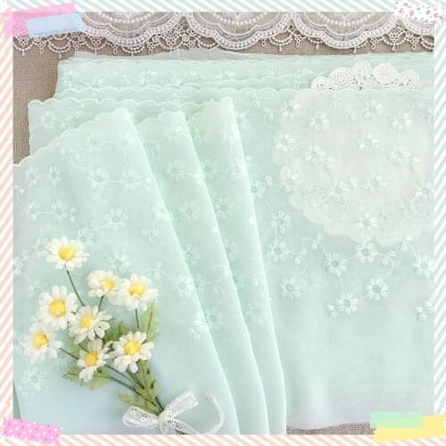 1Yard /19cm Mint Green Polyester Chiffon Embroidery Lace Trimmings Dress Accessories Lace Fabric Sewing Crafts Doll Material