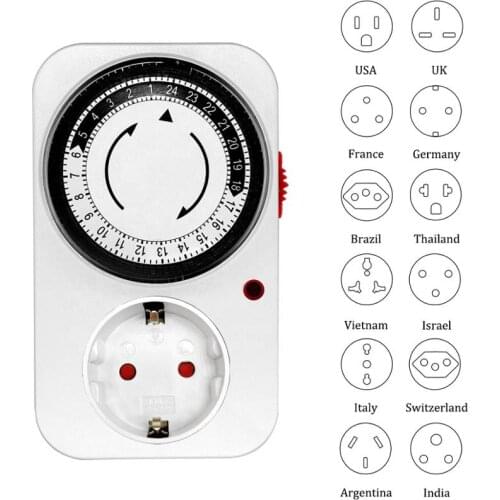 24-Hours Daily Mechanical Timer Electrical Socket Light Switch Plug