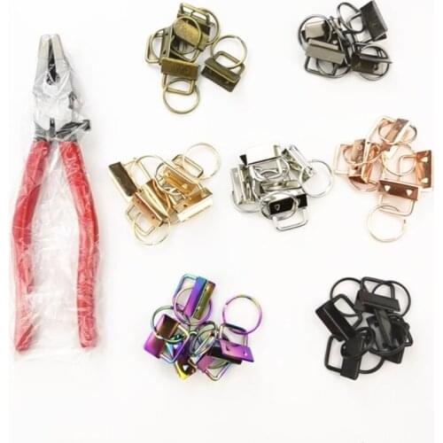 35 Pieces Key Fob Hardware with Split Rings Set Assorted Colors Tail Clips for DIY Wristlet Clamp Lanyard Keychain