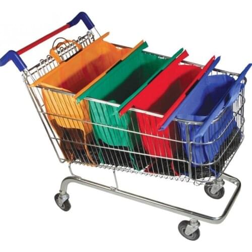 4PCS/SET Reusable Trolley Shopping Cart Bags with Insulated Grocery Bag Lining by Modern Day Living Large Capacity Tote Bag