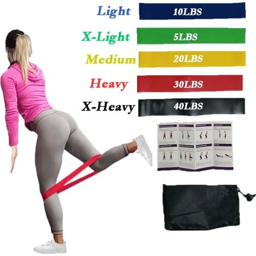 5pcs Training Fitness Gum Exercise Gym Strength Resistance Bands Pilates Sport Rubber Fitness Bands Crossfit Workout Equipment