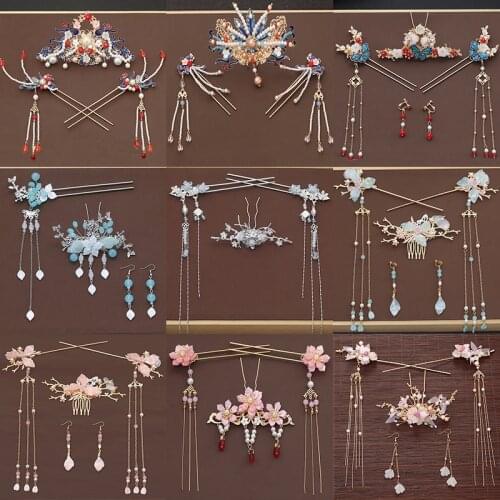 Antique hanfu top headdress hairpin tassel classical Ming and make the complete hair suit ancient decorations accessories