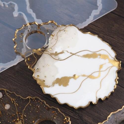Irregular Makeup Tray Casting Silicone Resin Mold With Hole DIY Crystal Mirror Epoxy Color Palette Resin Mold Home Decoration