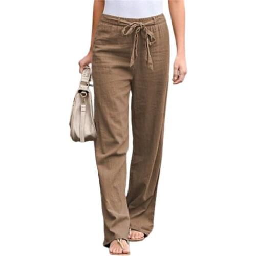 Ladies Loose Pants Casual Waist Band Wide Leg Loose Trousers Daily Wear Summer trousers women high waist pants women 2021