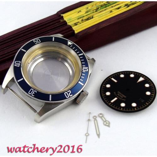 41mm Sapphire Glass Date Luminous fit 8205 8215 821A 2836 miyota 82 Movement Watch Case + dial + hands