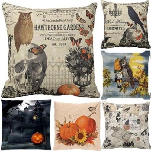 Happy Halloween Pumpkin Horror Cushion Cover Skull Pillow Covers Sofa Bedroom Car Sofa Home Decorative Pillow Case 45*45 cm
