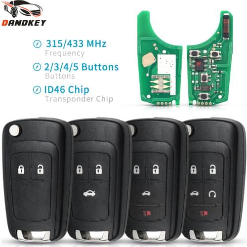 Dandkey 433MHZ 2/3/4 Buttons Uncut HU100 Blade ID46 Chip Flip Remote Key For Chevrolet Malibu Cruze Aveo Spark Sail 2010 2011