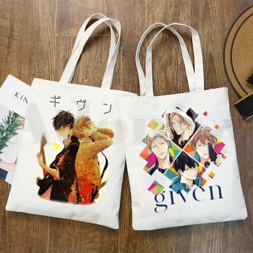 Given Anime Yaoi Bl Manga Music Mafuyu Harajuku Handbags Shoulder Bags Casual Shopping Girls Handbag Women Elegant Canvas Bag
