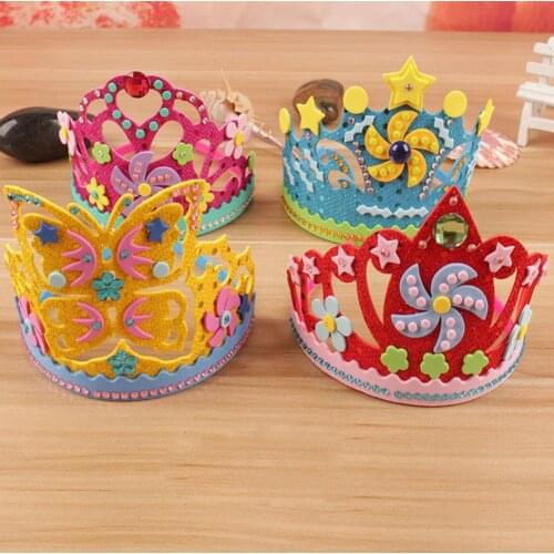 Kids DIY Crown Toy Flowers Stars EVA Foam Paper Sequins Crown Handmade Craft Toy Party Birthday Hat for Children Gift