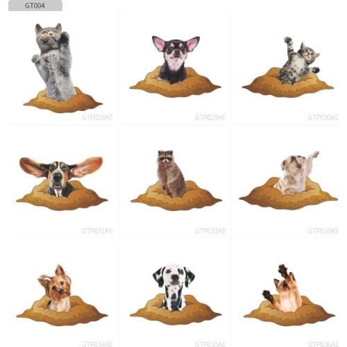 Funny Cat Dog animals Break Through The Soil Toilet Stickers Washroom Decoration Diy Vivid 3d Pvc Mural Art Home Decals