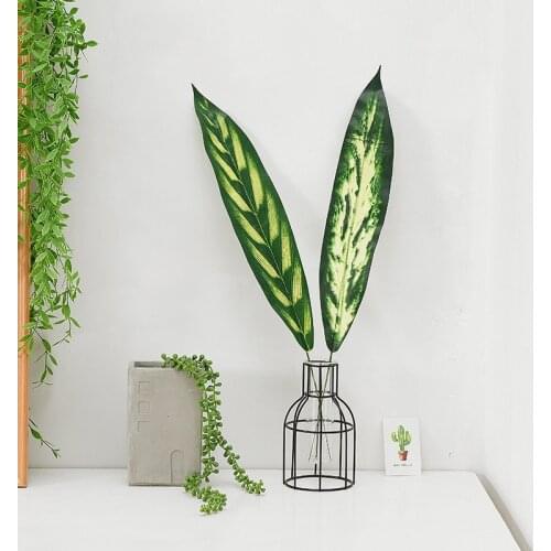 20pcs 52-59cm Green Artificial Plants Leaves Home Garden Decoration Fake Plants planta artificial Flower Arrangement Accessories