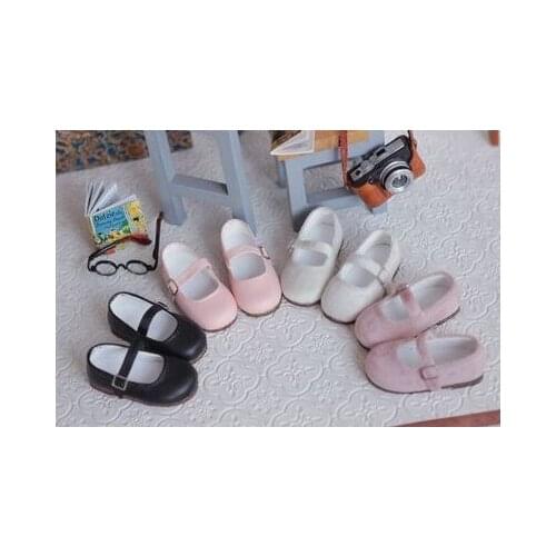 BJD doll shoes Black pink everyday versatile leather shoes are suitable for 1/4 doll shoe doll accessories