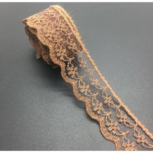 3/4" 20mm Wide (10yards/lot)Brown Handicrafts Embroidered Net Lace Trim Ribbon DIY Wedding/Birthday/Christmas Decorations