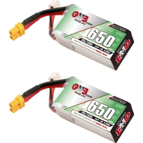 2PCS Gaoneng GNB 650mAh 2S 7.4V 70C/140C Lipo Battery with JST/XT30 Plug for DYS FPV Racing Drone 4 Axis RC Drone Parts