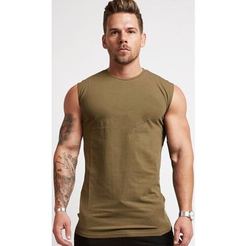 Solid Color Gym Tank Tops Men Fitness Bodybuilding Workout Cotton Sleeveless shirt Male Summer Casual Singlet Vest Undershirt