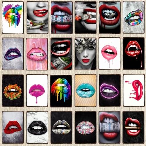 Sexy Lips Signs Plaque Metal Vintage Wall Bar Home Art Retro Restaurant Decor 30X20CM DU-7435A
