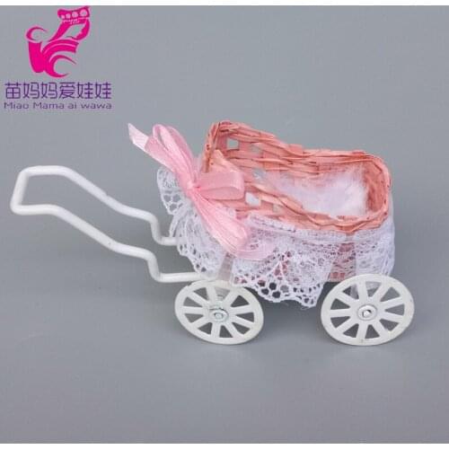 Doll use Mini Baby hand cradle for doll house diy use accessories for 1/8 1/12 bjd barbie blythe doll