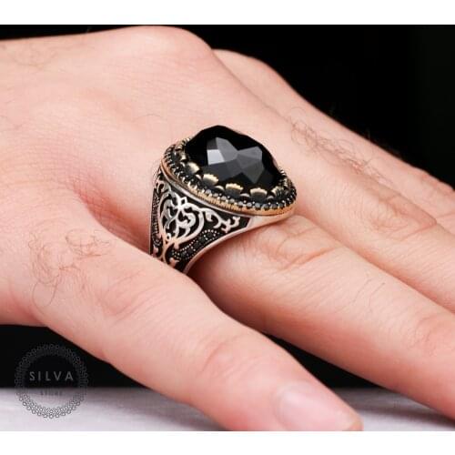 Original Sterling 925 Silver Mens ring With Agate Aqeeq . Mens Jewelry Stamped With Silver Stamp 925 All Sizes Are Available