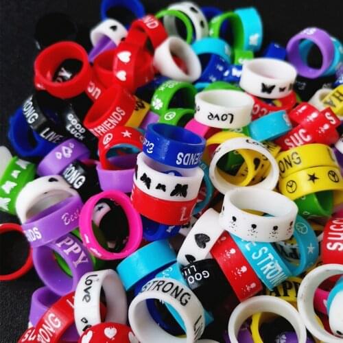 40Pcs/lot Bulk Wholesale Anti Slip Silicone Multi Ring Band Rubber Jewelry For Kids Toy Girl Finger Decoration Party Cute Gift