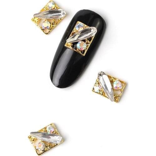 Newest 10Pcs New 2019 Glitter Pearl with Rhinestones Alloy Metal 3D Nail Art Decoration Charms Studs Nails 3d Jewelry