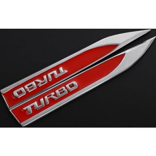 Pair Metal Turbo T Car Fender Emblems Auto Badge Trunk Rear Decal Sticker 2.0