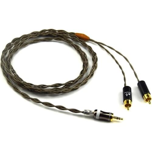 Siver plated 3.5mm Jack to 2 RCA Male Aux Cable DIY Length Audio Line