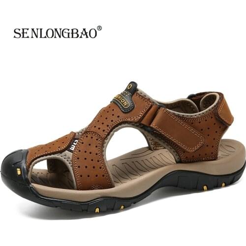 Brand New Summer Men Shoes Genuine Leather Men Sandals Fashion Beach Sandals Outdoor Casual Non-slip Sneakers Big Size 38-48