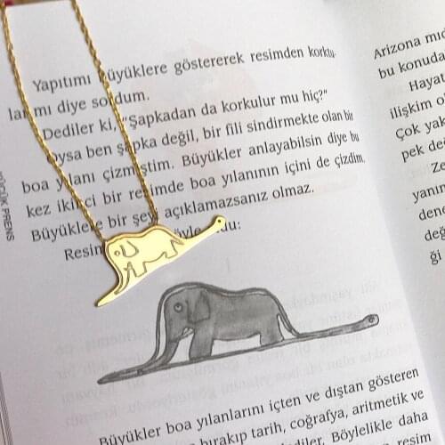 SPECIAL DAY GIFT FOR THE LITTLE PRINCE Elephant and Serpent Silver Necklace