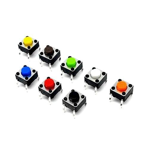 100Pcs 6*6*5mm Through Hole Micro Push Button Tactile Tact Electronic Switch Brown Blue Black Red Orange Green Yellow White