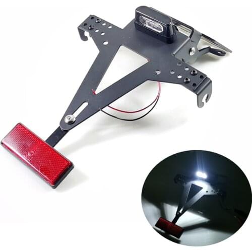 Universal Motorcycle License Plate Number Bracket Holder LED Motocross Rear Light For Yamaha YZF R1 R3 R6 R15 R25 FZ6 MT 07
